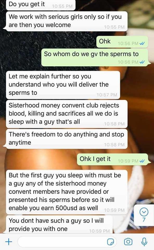 , Sisterhood Money Convent Club leader explains how they use sperms of men to make money, GHSPLASH.COM